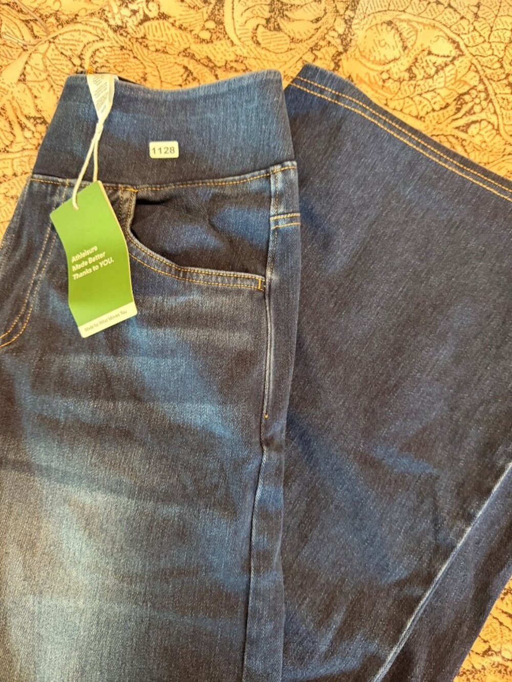Halara Small wide-Leg Denim Pants With Stretch Small Blue